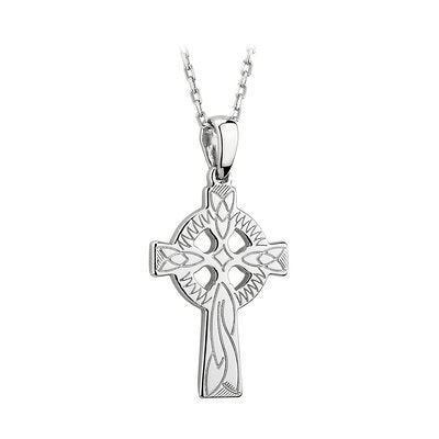 Sterling Silver Engraved Celtic Cross
