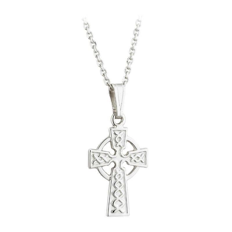 Kids 14ct White Gold Celtic Cross