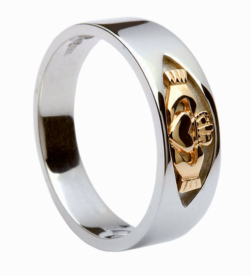 Sterling Silver & 10ct Gold Claddagh Band