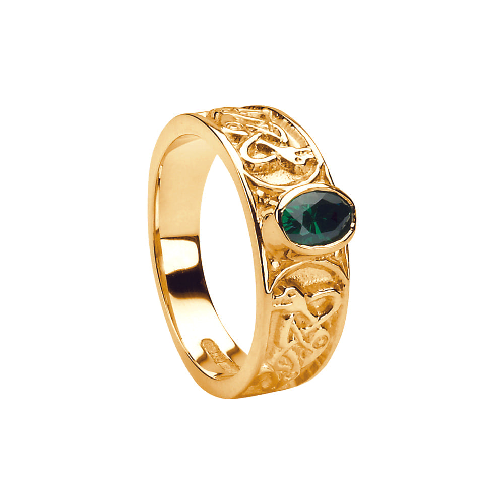Yellow Gold Ladies Stone Set Celtic Ring