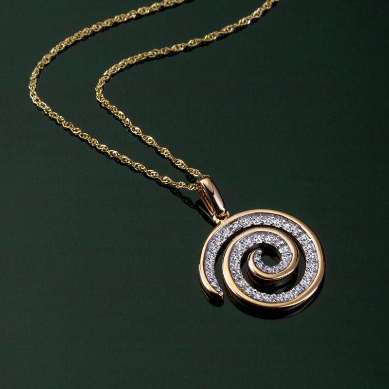 Two Tone Gold Diamond Celtic Spiral Pendant