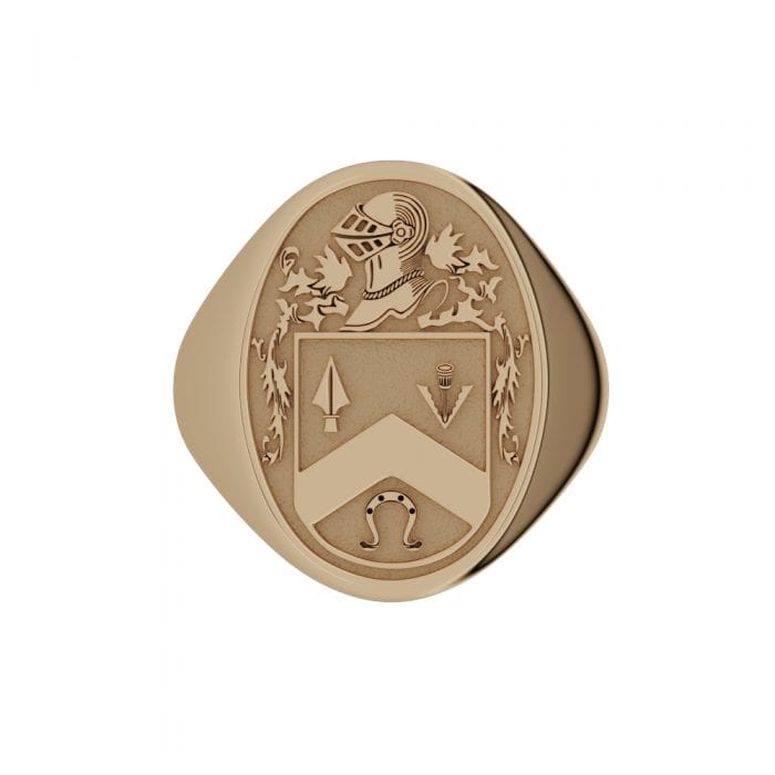 Yellow Gold Mens Oval Coats of Arm Ring
