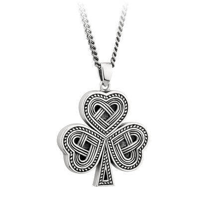 Sterling Silver Oxidised Celtic Shamrock Pendant