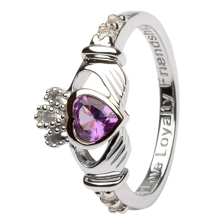 Sterling Silver June Birthstone Claddagh Ring