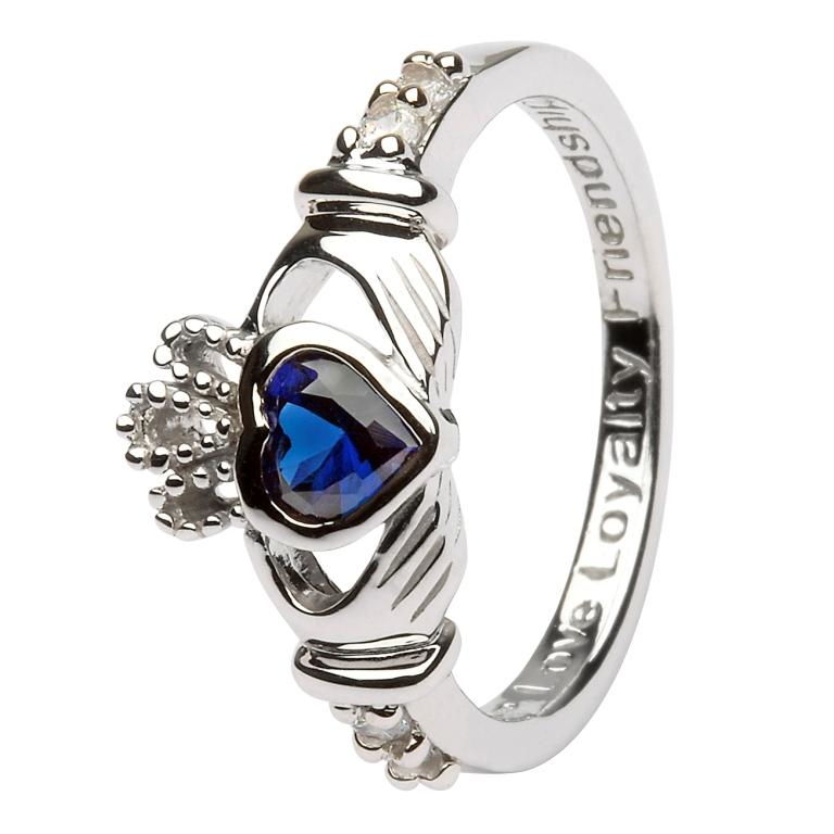 Sterling Silver September Birthstone Claddagh Ring