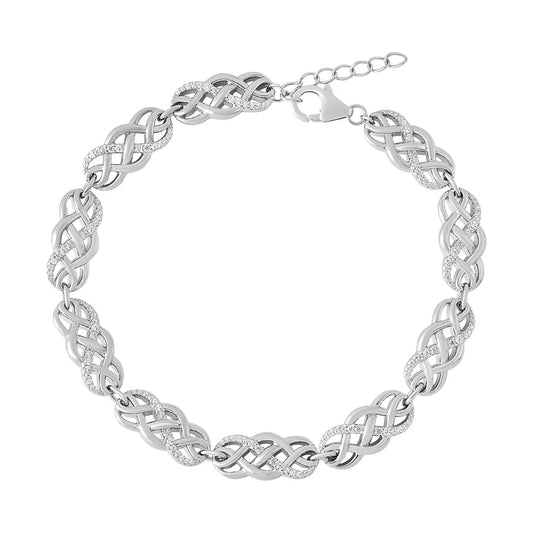 Sterling Silver Cubic Zirconia Celtic Knot Bracelet