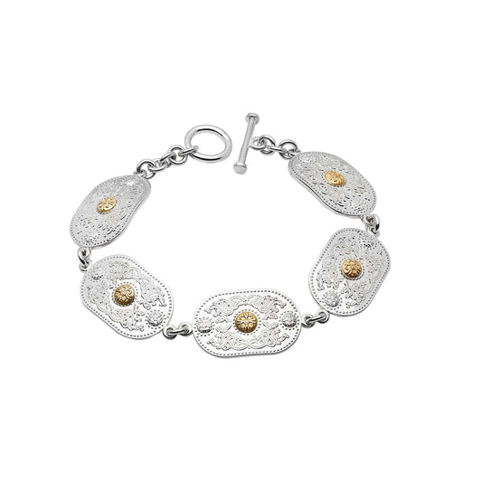 Unisex Sterling Silver and Irish Gold Celtic Bracelet - 5 Links
