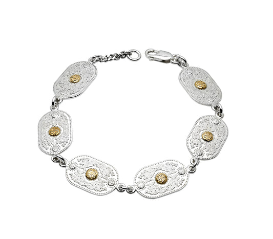 Sterling Silver and Irish Gold Celtic Bracelet - 6 Links