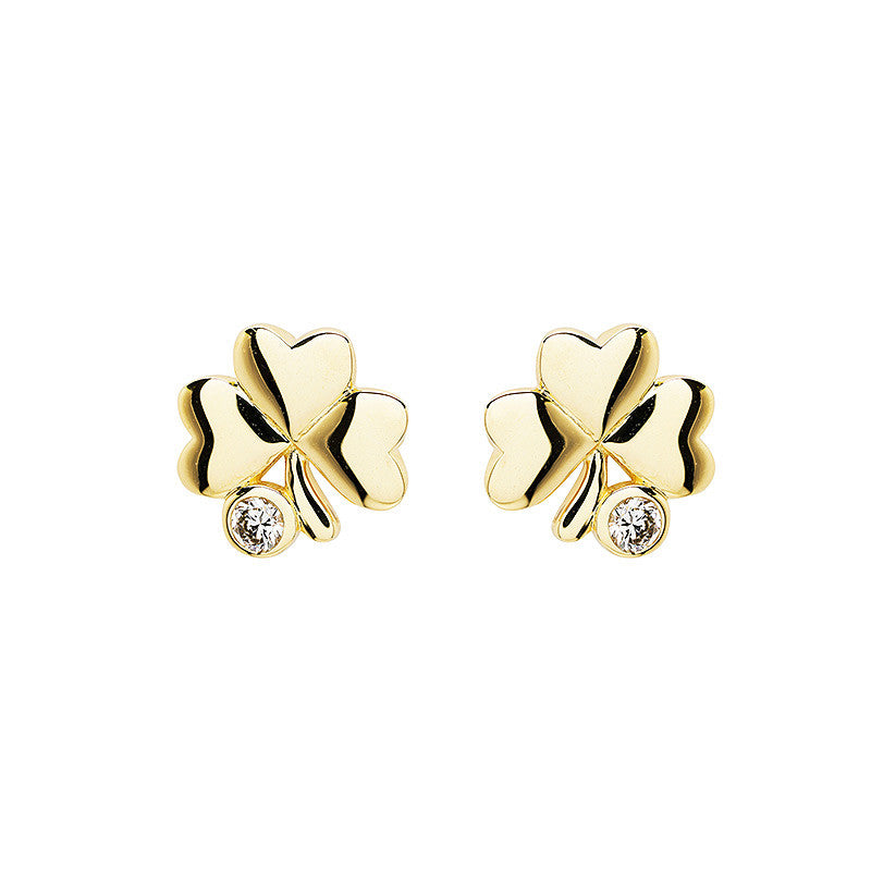 14ct Gold Shamrock Earrings with Lab Grown Diamond