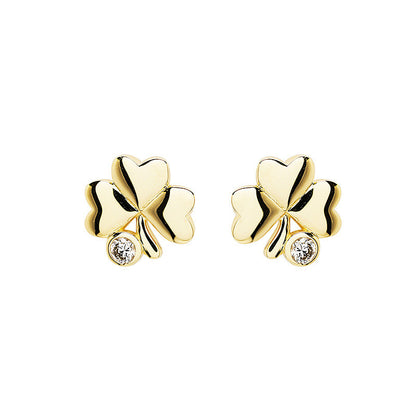 14ct Gold Shamrock Earrings with Lab Grown Diamond