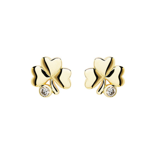 14ct Gold Shamrock Earrings with Lab Grown Diamond