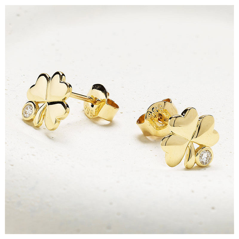 14ct Gold Shamrock Earrings with Lab Grown Diamond
