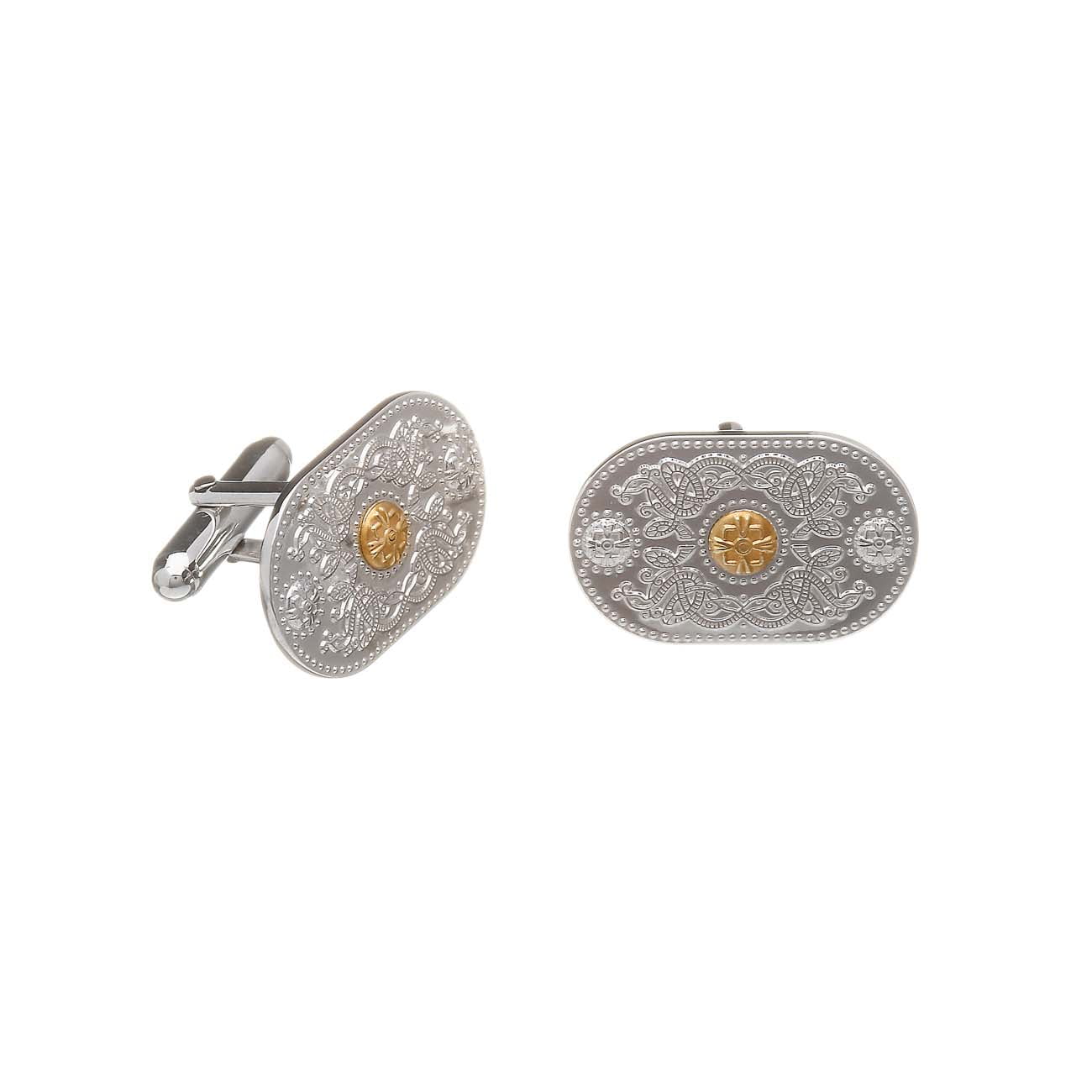Sterling Silver and Irish Gold Celtic Cufflinks - Small