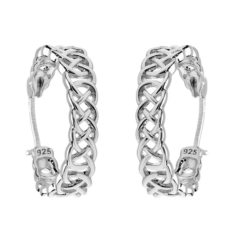 Sterling Silver Celtic Hoop Earrings - Large