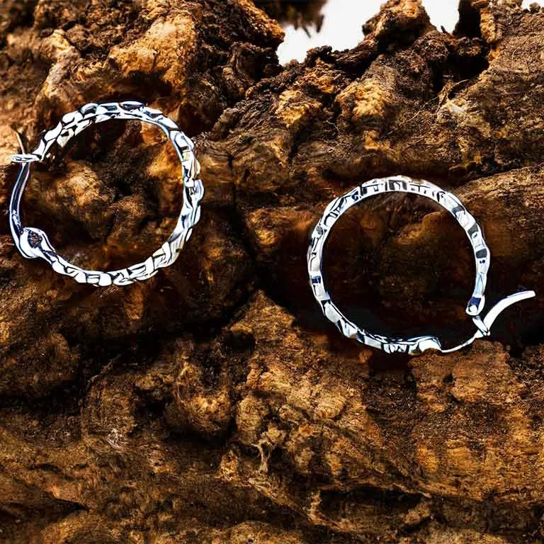 Sterling Silver Celtic Hoop Earrings - Large