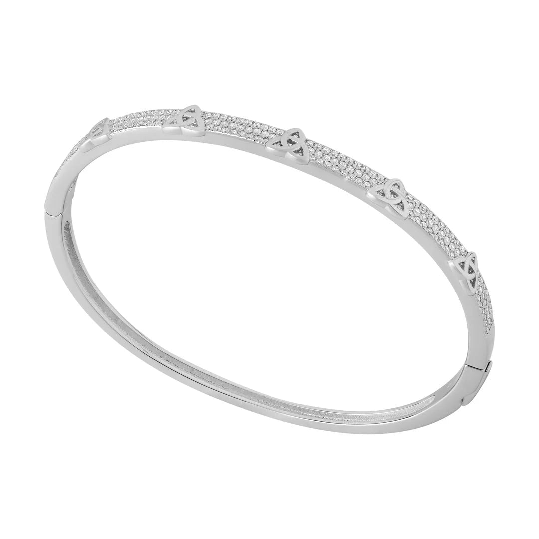 Sterling Silver Cubic Zirconia Trinity Knot Bangle