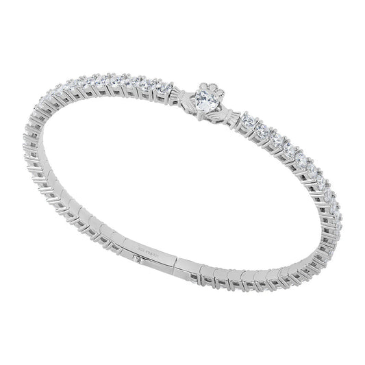 Sterling Silver Cubic Zirconia Claddagh Tennis Bangle