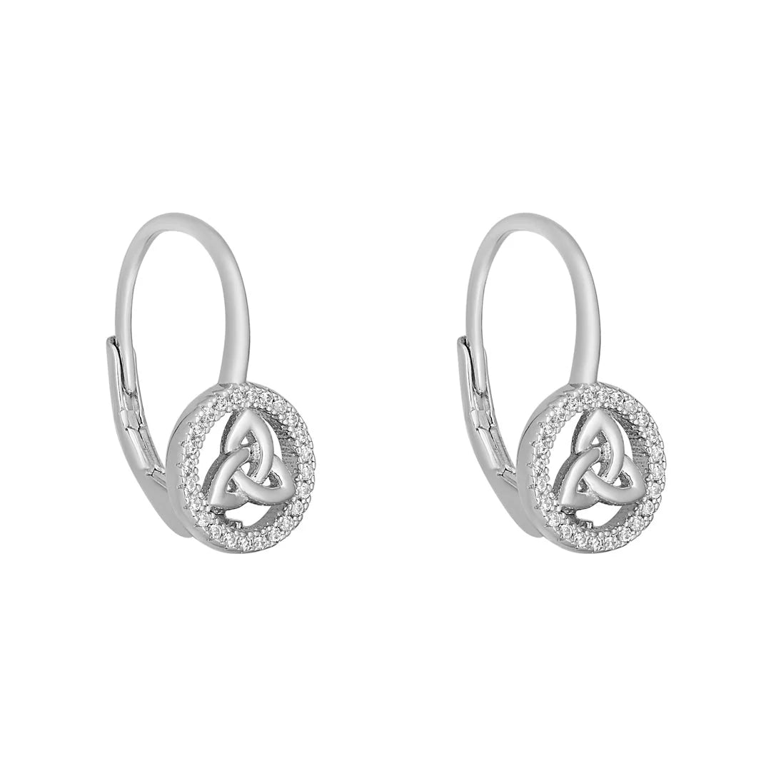 Sterling Silver Cubic Zirconia Round Trinity Knot Earrings