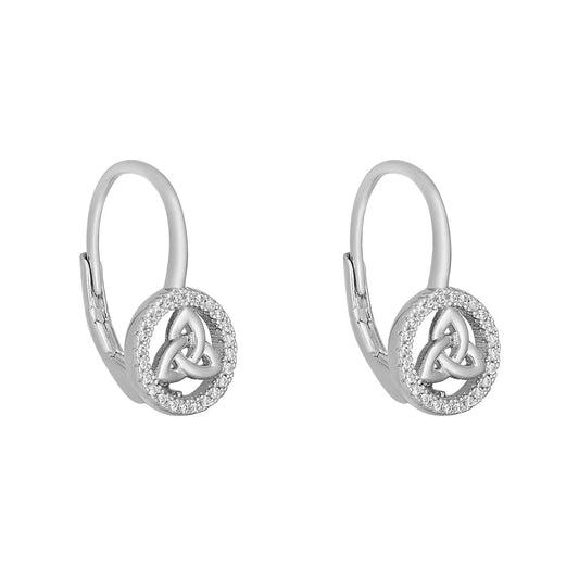 Sterling Silver Cubic Zirconia Round Trinity Knot Earrings