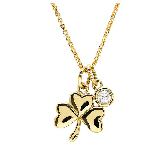 14ct Gold Shamrock Necklace with Lab Grown Diamond