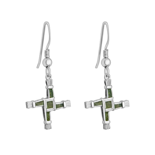 Sterling Silver Connemara Marble St. Brigids Drop Earrings