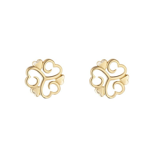 10ct Gold Shamrock Stud Earrings