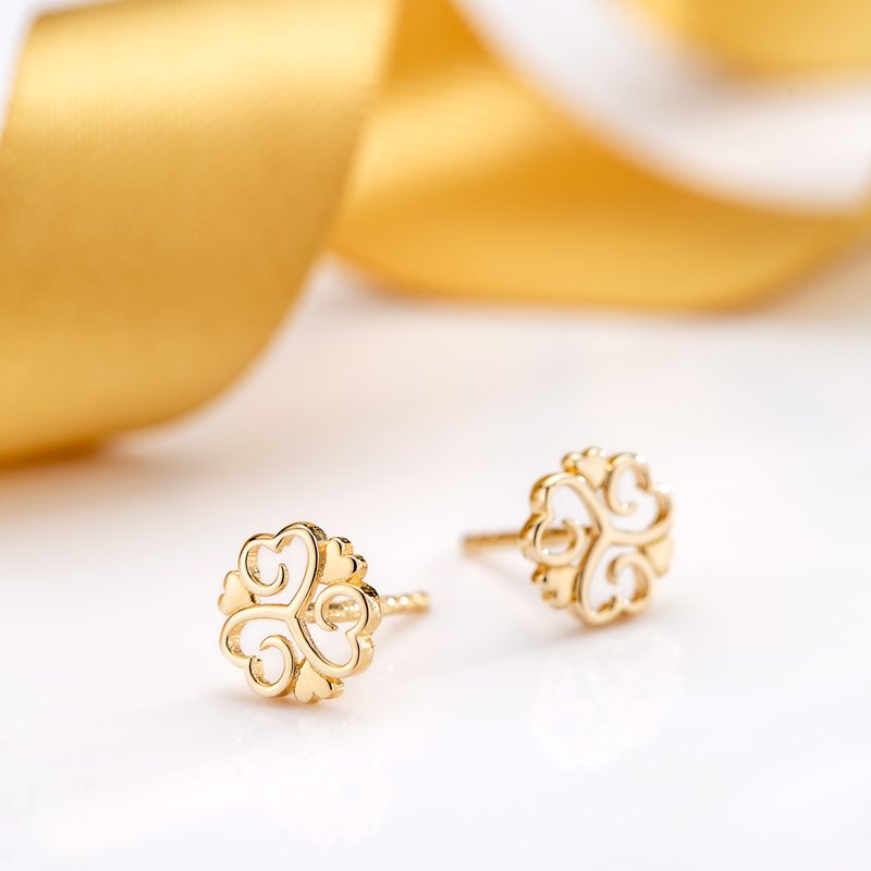 10ct Gold Shamrock Stud Earrings