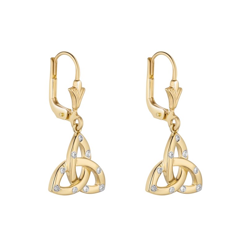 18ct Gold Diamond Trinity Knot Drop Earrings