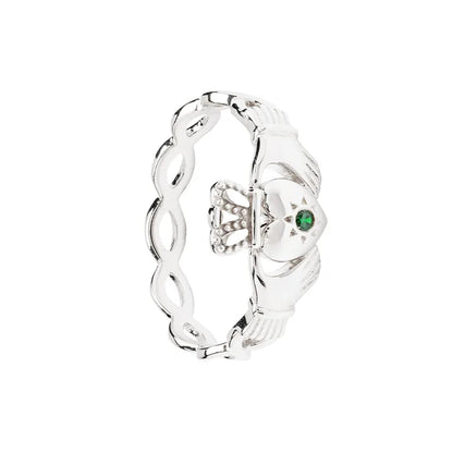 Sterling Silver Green Cubic Zirconia Claddagh Ring