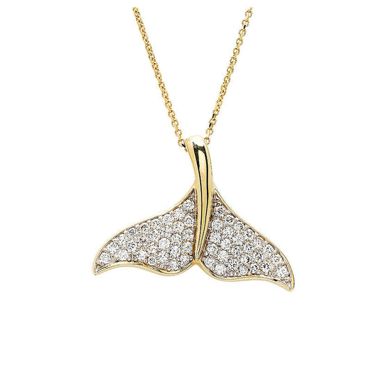14ct Gold Lab Grown Diamond Whale Tail Necklace