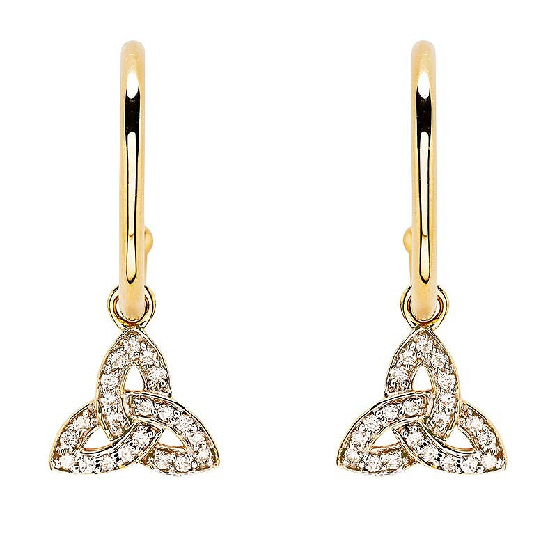 14ct Gold Lab Grown Diamond Trinity Knot Drop Earrings