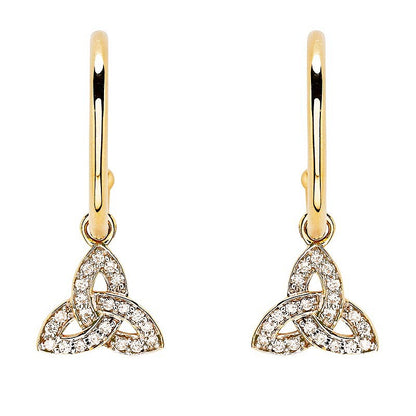 14ct Gold Lab Grown Diamond Trinity Knot Drop Earrings