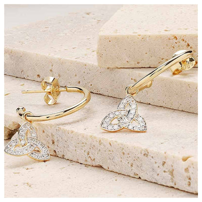 14ct Gold Lab Grown Diamond Trinity Knot Drop Earrings
