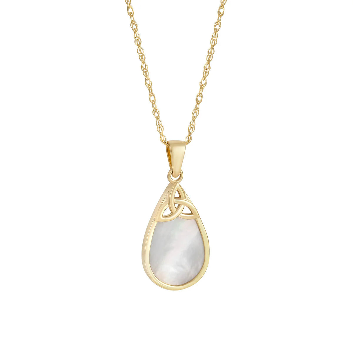 10ct Gold Mother Of Pearl Trinity Knot Pendant