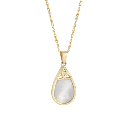 10ct Gold Mother Of Pearl Trinity Knot Pendant