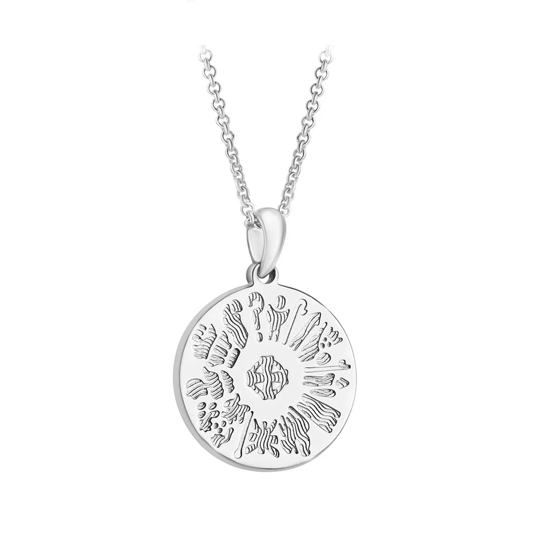 Sterling Silver History Of Ireland Disc Pendant