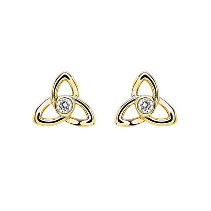14ct Gold Trinity Knot Earrings with Lab Grown Diamond