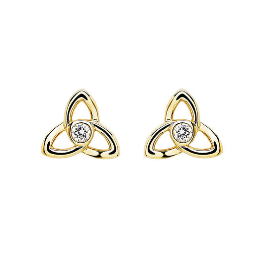 14ct Gold Trinity Knot Earrings with Lab Grown Diamond