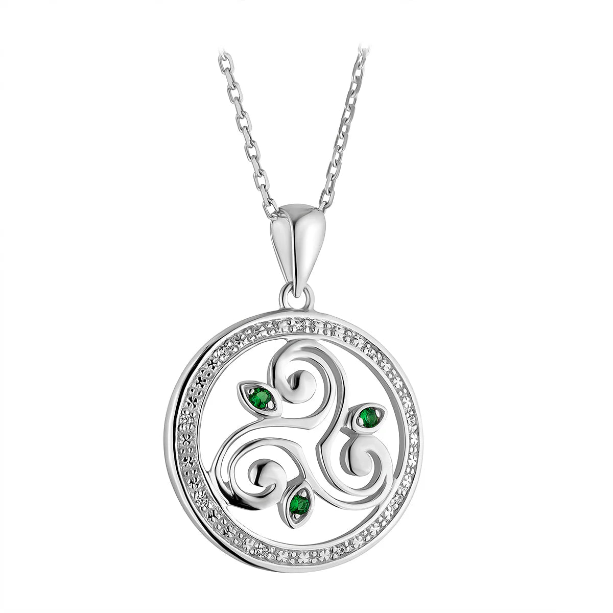 Sterling Silver Crystal Triskele Pendant