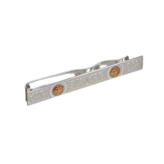 Sterling Silver and Gold Embossed Tie Slide