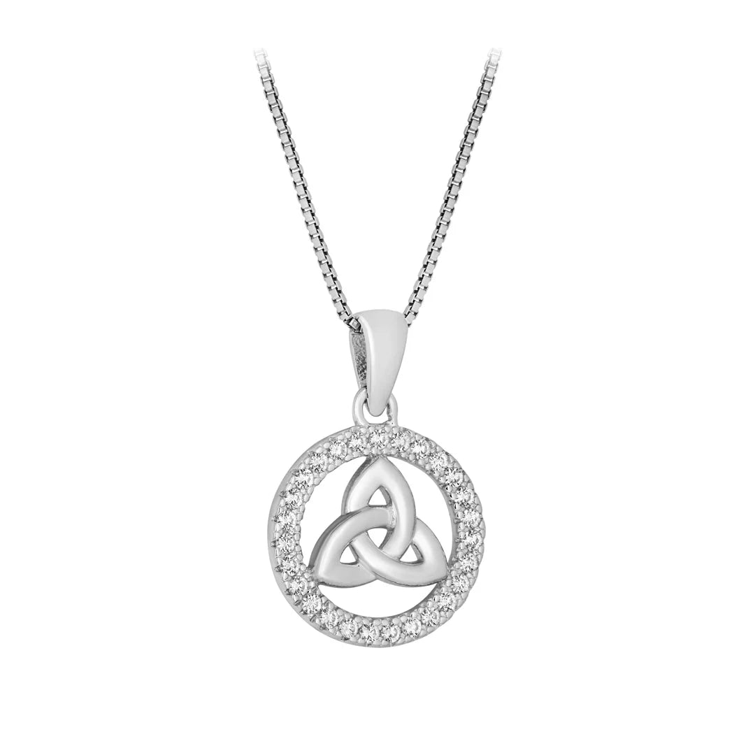 Sterling Silver Cubic Zirconia Round Trinity Knot Pendant