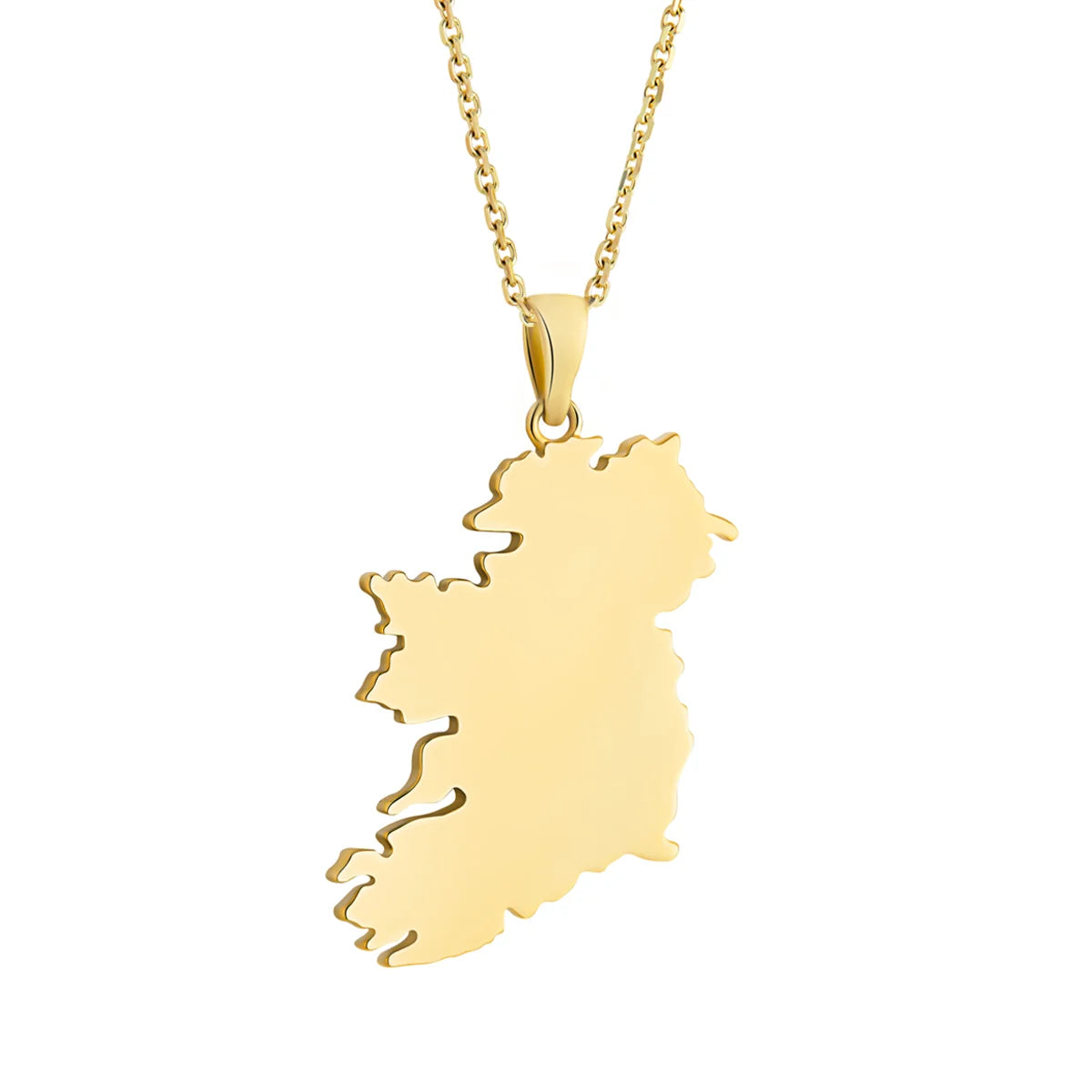 10ct Gold Map of Ireland Necklace - Large
