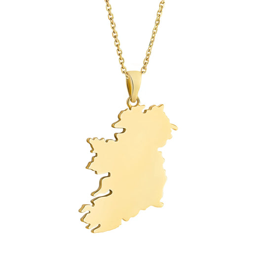 10ct Gold Map of Ireland Necklace - Large