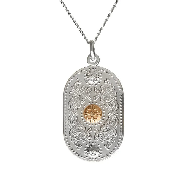 Sterling Silver and Irish Gold Celtic Pendant - Large