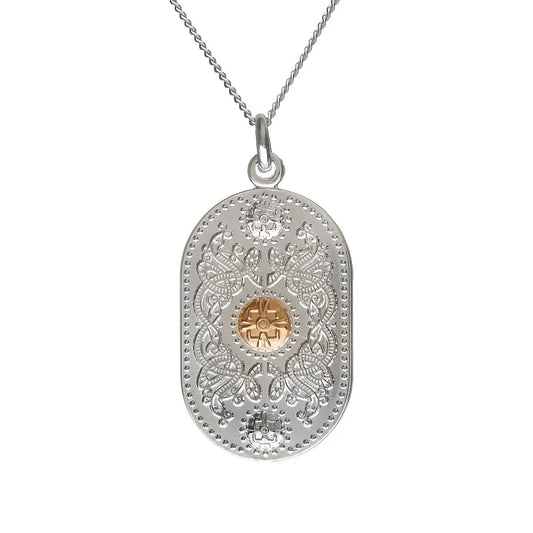 Sterling Silver and Irish Gold Celtic Pendant - Large