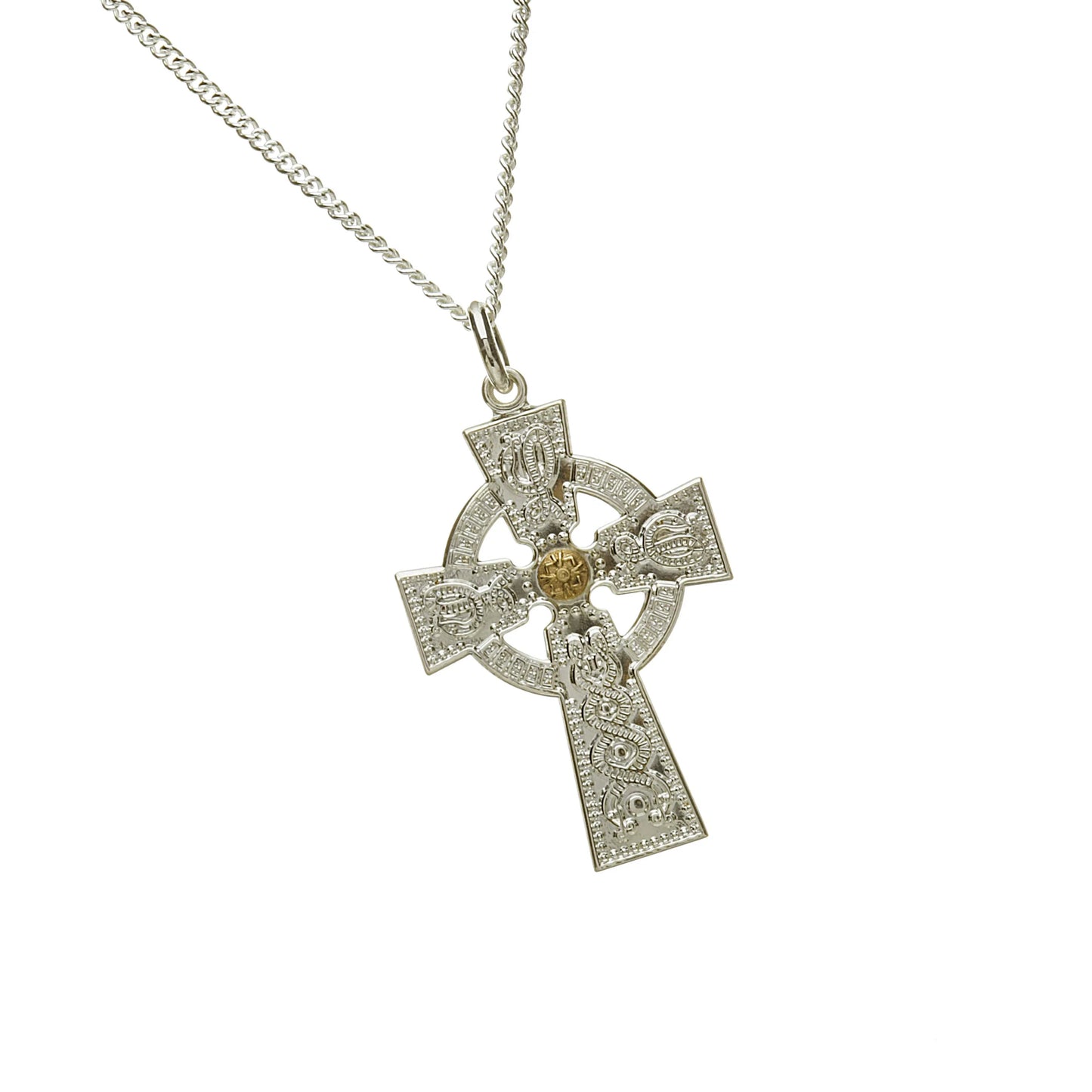 Men's Sterling Silver and Irish Gold Celtic Cross