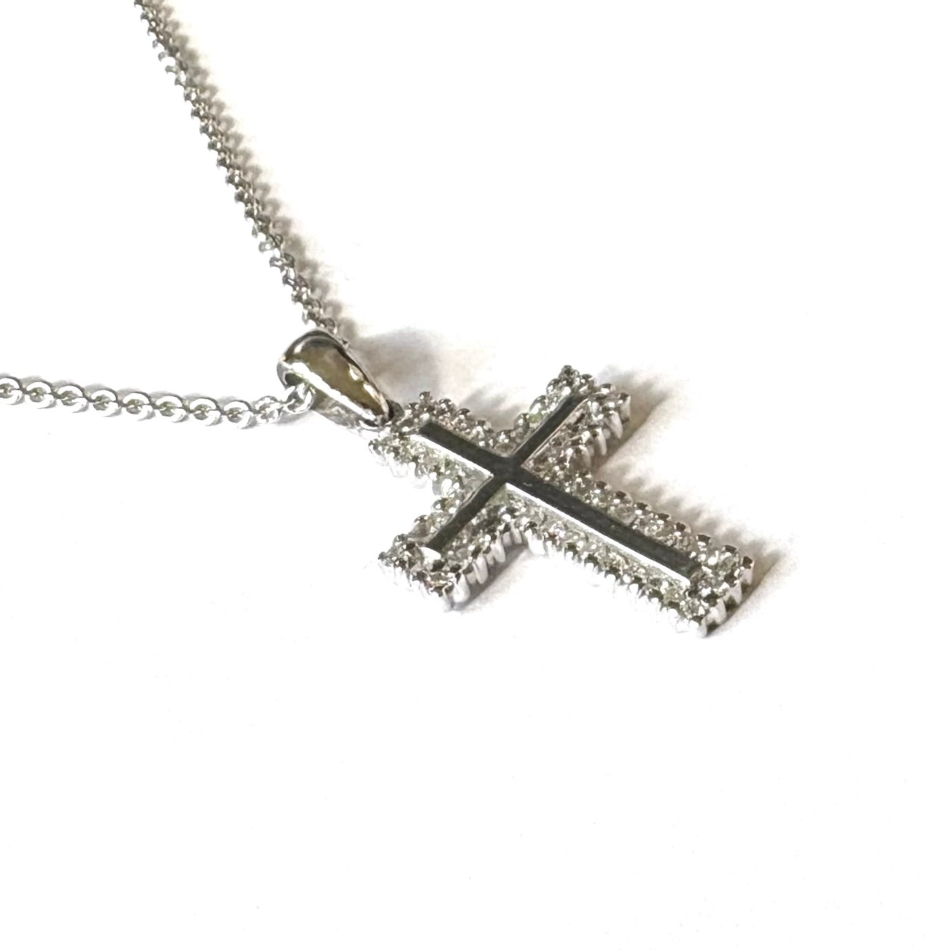9ct White Gold Diamond Cross Pendant