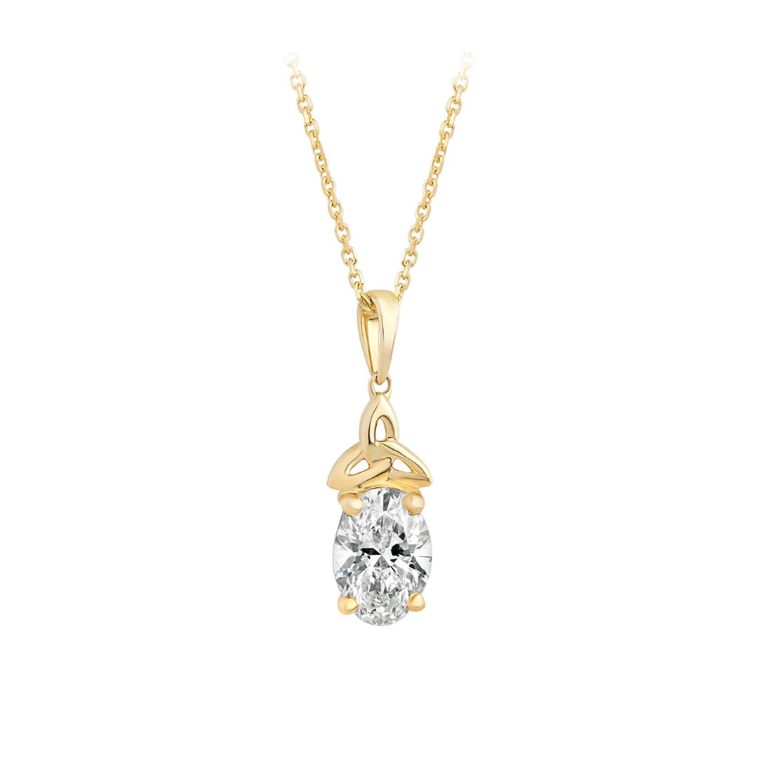 14ct Gold Oval Lab Grown Diamond Trinity Knot Pendant