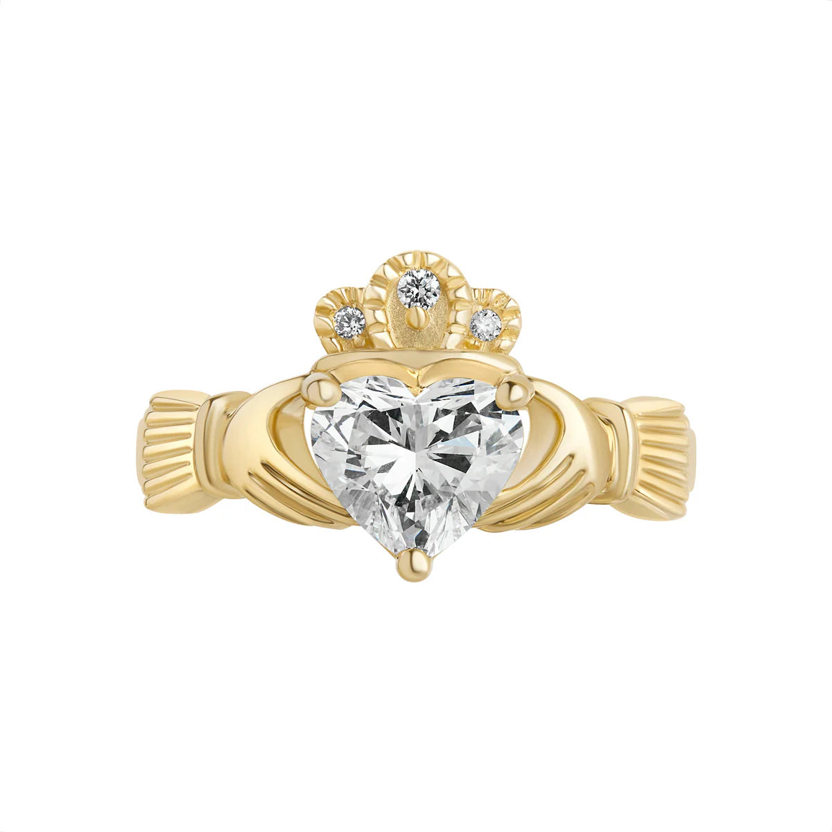 14ct Gold Lab Grown Diamond Heart Claddagh Ring