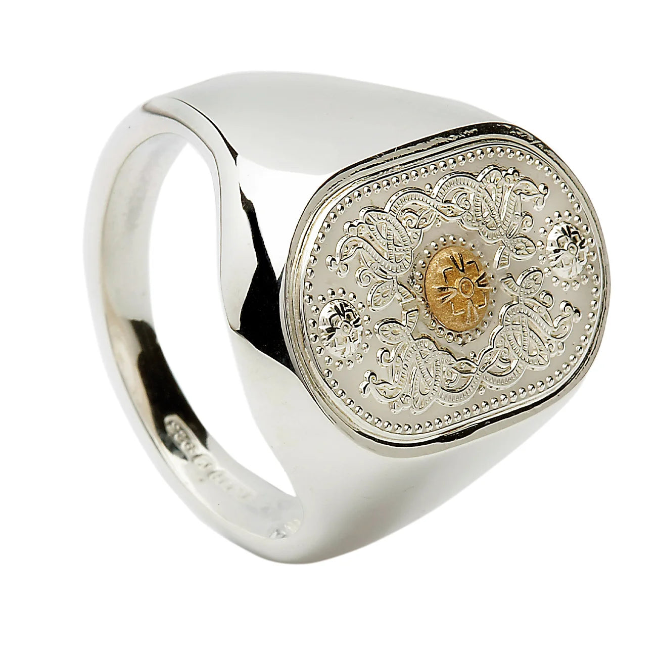 Men's Sterling Silver and Irish Gold Signet Ring